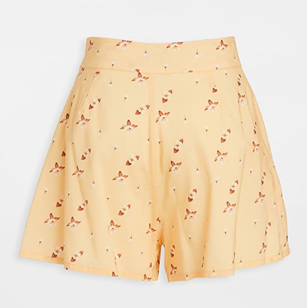 WeWoreWhat We Wore What Etoile Shorts High Waist Flowers Impala Yellow White L - Picture 8 of 16
